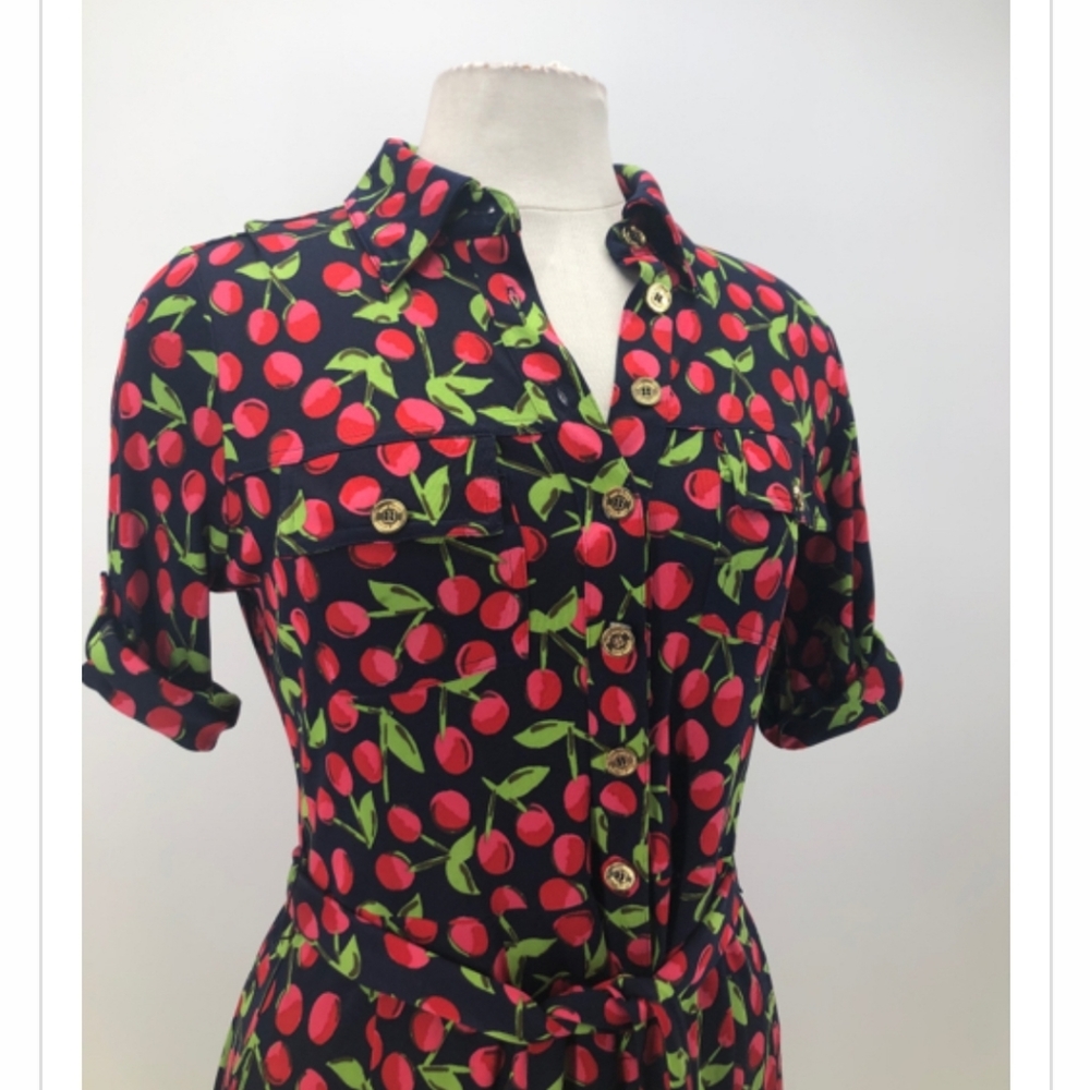 Tory Burch silk cherry print flare dress